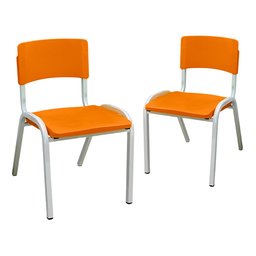 Kit 2 Cadeiras Infantil Iso Laranja Brinquedoteca Escolas Ecomhome - 3