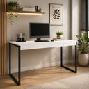 Ver imagem 1 de Mesa para Escritório Industrial Mesa Pé de Ferro Diretor 90 cm - Branco