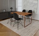 Ver imagem 1 de Mesa Industrial Base Ferro Cobre Tampo 137x90 Canela 4 Cadeiras Eames Ferro Preto Assento Preto
