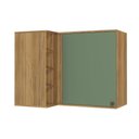 Ver imagem 1 de Armário Aéreo de Canto Reto Celeste Kappesberg 100% Mdf 1 Porta 4 Nichos Nogueira/verde 98cm
