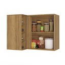 Ver imagem 3 de Armário Aéreo de Canto Reto Celeste Kappesberg 100% Mdf 1 Porta 4 Nichos Nogueira/verde 98cm