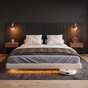 Ver imagem 6 de Cama Box King Osaka Flutuante Estilo Japonesa 193x203 Base Estofada Bouclê Bege - Desk Design