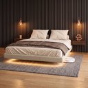 Ver imagem 2 de Cama Box King Osaka Flutuante Estilo Japonesa 193x203 Base Estofada Bouclê Bege - Desk Design