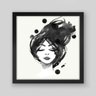 Quadro Aquarela Cabelos Negros - 40x40cm - Moldura Padrão Preto - 1