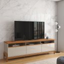 Ver imagem 3 de Rack Elegance 2.1 para Tv até 75 Polegadas 1 Porta 2 Gavetas Off White/jequitibá - Lukaliam