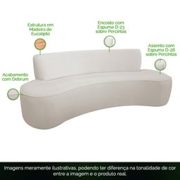 Sofá 03 Lugares 150cm Mônaco Bouclê Off White - Nexta Casa - 4