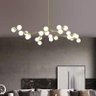 Lustre moderno de vidro com bolas, luminária com luzes led para teto, sala de estar, cozinha, - Gold - 3