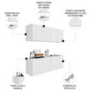 Ver imagem 4 de Armário Aéreo e Balcão para Lavanderia 118cm Monna Branco Z34 - Mpozenato