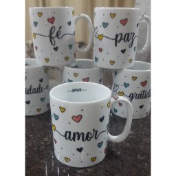Jogo 6 Canecas 300ml Frases Motivacionais - Kit Porcelana - 5