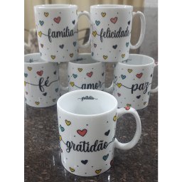 Jogo 6 Canecas 300ml Frases Motivacionais - Kit Porcelana - 7