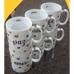 Jogo 6 Canecas 300ml Frases Motivacionais - Kit Porcelana - 4