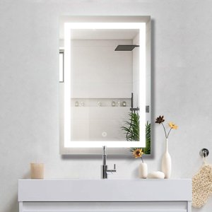 Espelho Led 3 Cores Retangular Iluminação Luz Frontal 50x80 Tecla Touch Camarim Penteadeira