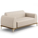 Ver imagem 1 de Sofá 3 Lugares para Sala de Estar Molino 210 Cm D02 Pés D'ouro Veludo Bege C-309 - Lyam Decor