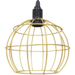 Pendente Aramado Teto Globo Luminária Lustre Retrô Balcão + Lâmpada Led ST64 Vintage - Dourado - 4