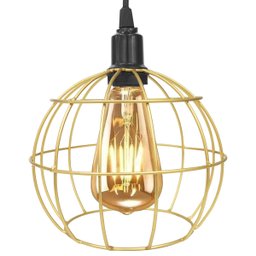 Pendente Aramado Teto Globo Luminária Lustre Retrô Balcão + Lâmpada Led ST64 Vintage - Dourado - 3