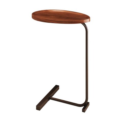 Mesa de Apoio Oval G7003 com Pés em Metal Preto/nature