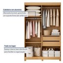 Ver imagem 6 de Guarda-Roupa Casal 4 Portas 2 Gavetas com Espelho 100% MDF Jandaia Off White/Cinamomo