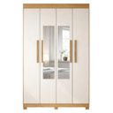 Ver imagem 3 de Guarda-Roupa Casal 4 Portas 2 Gavetas com Espelho 100% MDF Jandaia Off White/Cinamomo