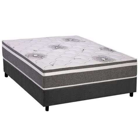 Conjunto Box Casal Colchão Espuma Polar D33 Pérola Premium + Base Crc Suede Gray (138x188)