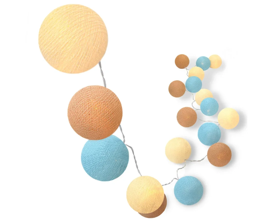 Bolinhas de Luz Cormilu Led, À Pilha, 10 Bolas, 1.5m, (azul Mescla) - 1