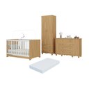 Ver imagem 1 de Quarto de Bebê Completo Berço Americano 3 em 1 Colchão Dengo Multimóveis Mp4612 Madeirado
