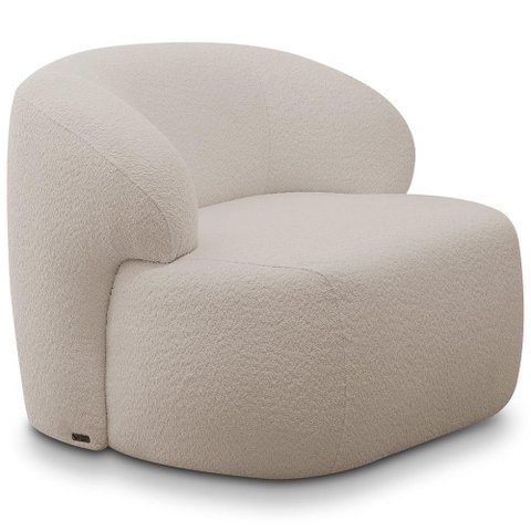 Poltrona Decorativa Fixa Orgânica para Sala Living Barolo L06 Bouclê Bege - Gtdnexxus