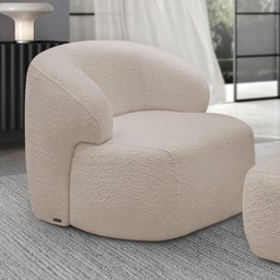 Poltrona Decorativa Fixa Orgânica para Sala Living Barolo L06 Bouclê Bege - Lyam Decor - 6