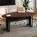 Ver imagem 1 de Mesa de Reunião para Escritório 180x110cm Orgânica com Pés em Metal Corporate F5 Marrom/Louro/Preto