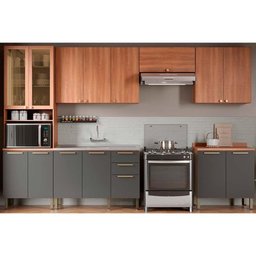 Balcão Cozinha P/cooktop Thela Sávia 2 Portas C/tampo 80cm Freijo/azul - Telasul - 7