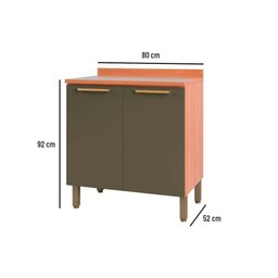 Balcão Cozinha P/cooktop Thela Sávia 2 Portas C/tampo 80cm Freijo/azul - Telasul - 3