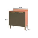 Ver imagem 3 de Balcão Cozinha P/cooktop Thela Sávia 2 Portas C/tampo 80cm Freijo/azul - Telasul