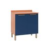 Balcão Cozinha P/cooktop Thela Sávia 2 Portas C/tampo 80cm Freijo/azul - Telasul - 1