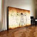 Ver imagem 1 de Quadro Leonardo Da Vinci Homem Vitruviano:60x40 cm/DOURADA