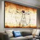 Ver imagem 3 de Quadro Leonardo Da Vinci Homem Vitruviano:60x40 cm/DOURADA