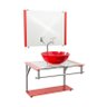 Gabinete de Vidro 60cm para Banheiro Cuba Redonda Vermelho - DaHora - 2