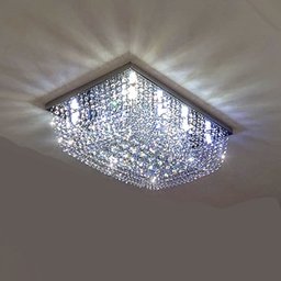 Lustre para Sala de Cristal Legítimo K9 Base Retangular em Inox 60x40 Cm - 1