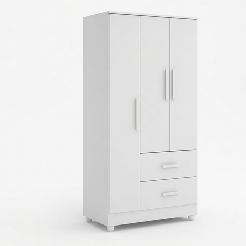 Guarda Roupa Slim 3 Portas 2 Gavetas Branco Formimóveis