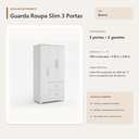 Ver imagem 5 de Guarda Roupa Slim 3 Portas 2 Gavetas Branco Formimóveis