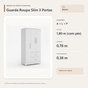 Ver imagem 4 de Guarda Roupa Slim 3 Portas 2 Gavetas Branco Formimóveis