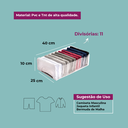 Ver imagem 2 de Kit com 4 Organizadores para Gaveta, Closet e Armários Grande com 11 Nichos 10x40x25 Cor:Cinza Claro