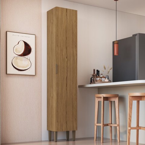 Paneleiro 1 Porta 40cm 5 Prateleiras Florença Marrom/Marromle