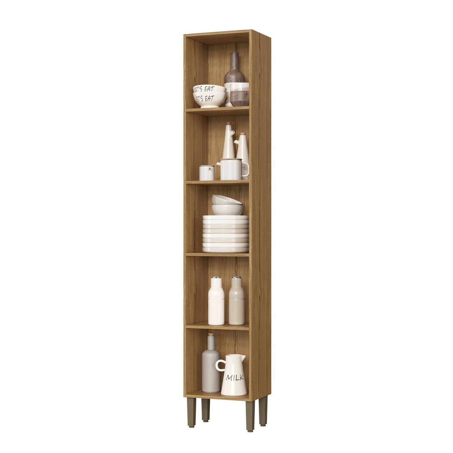 Paneleiro 1 Porta 40cm 5 Prateleiras Florença Marrom/Marromle