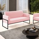 Ver imagem 2 de Sofá Namoradeira Base Industrial Alta Preto Marisa Suede D03 - D'rossi Drossi Rosa Bebê