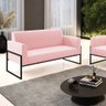 Sofá Namoradeira Base Industrial Alta Preto Marisa Suede D03 - D'rossi Drossi Rosa Bebê - 2
