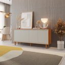 Ver imagem 3 de Buffet Delux 4 Portas Gaveta Interna 100% Mdf Pés em Madeira Maciça:naturalle Off White
