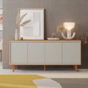 Ver imagem 2 de Buffet Delux 4 Portas Gaveta Interna 100% Mdf Pés em Madeira Maciça:naturalle Off White