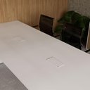 Ver imagem 6 de Mesa Reunião Escritório 3,00m X 1,10m 08 Pessoas com 2 Caixas para Tomadas e Tampo Bipartido 100%
