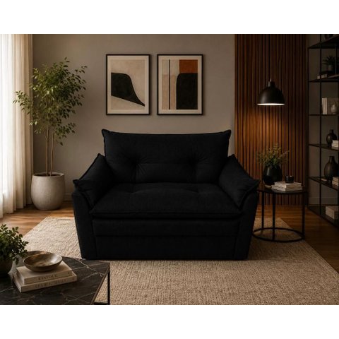 Sofá Compacto 2 Lugares Suede Confortável Minnors 1,20 Mts Cor:Preto
