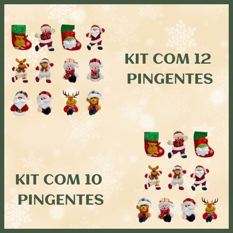 Kit 12 Pendentes Enfeite Árvore Natal Papai Noel Decoração