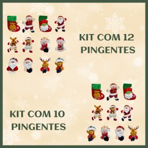 Kit 12 Pendentes Enfeite Árvore Natal Papai Noel Decoração